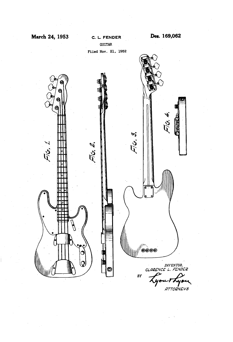 Brevetto originale Fender Precision Bass 1951